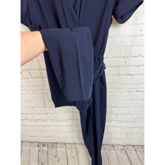 TRINA TURK blue wrap top belted short sleeve romper jumpsuit size 2 NWOT - Picture 5 of 10